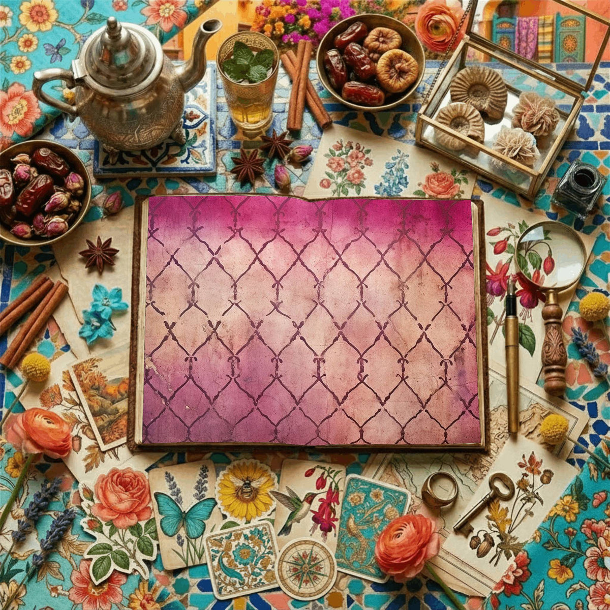 Fuchsia Checkered Patterns Digital Papers