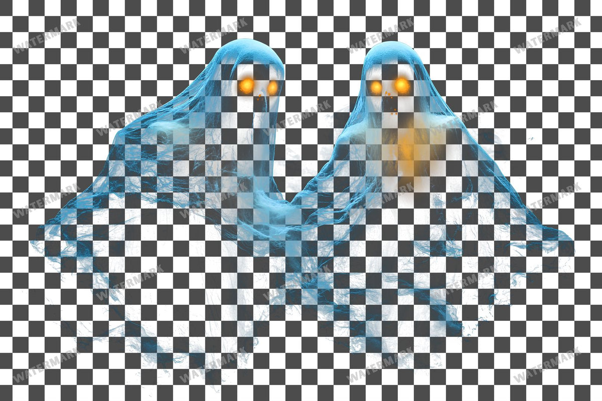 Ghostly Apparitions PNG overlay on a transparent checkered background, preview 2