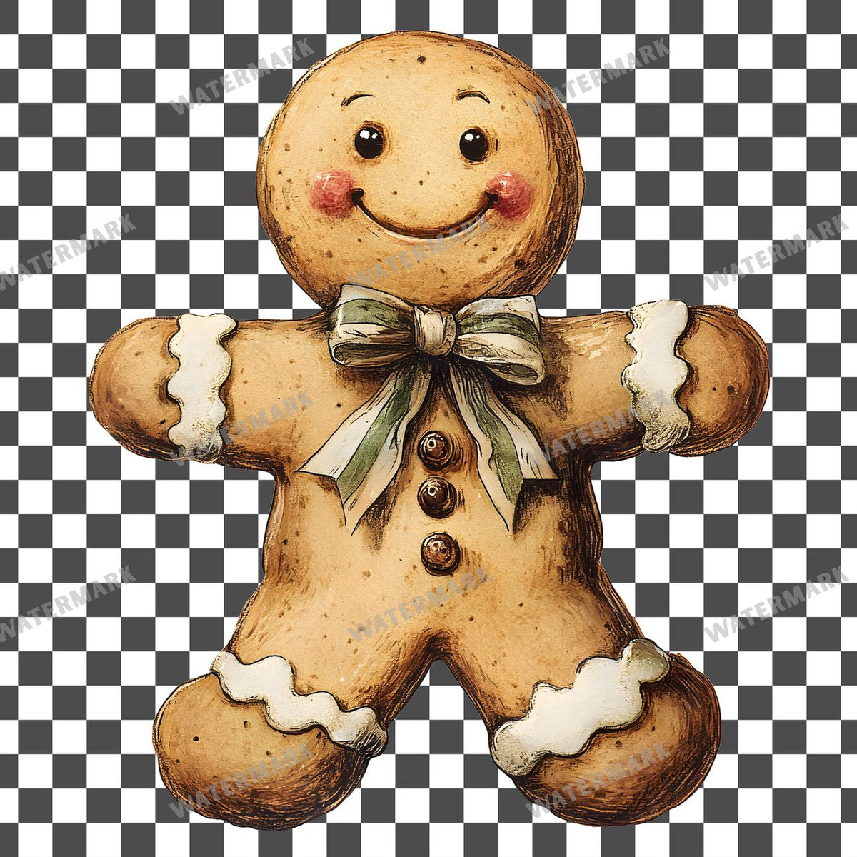 Gingerbread Vintage Style Clipart Pngs