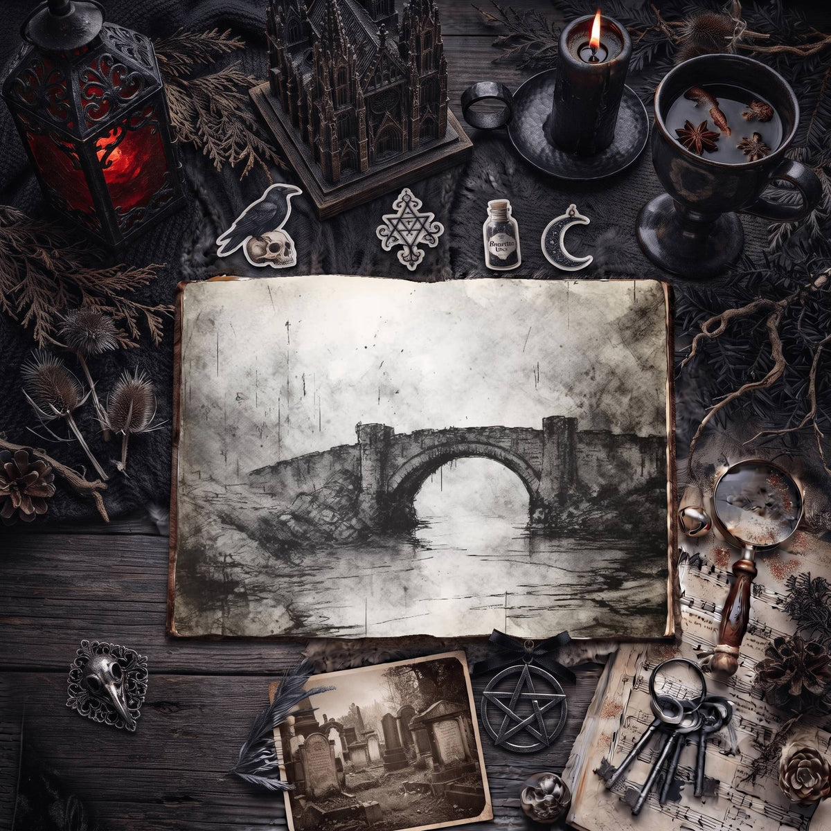 Gothic Bridge Digital Papers