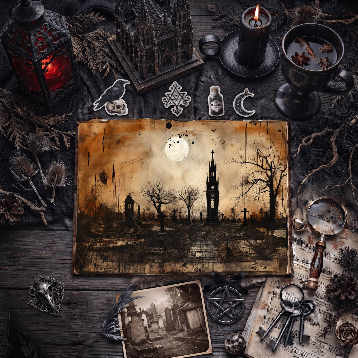 Gothic Cemetery Digital Papers