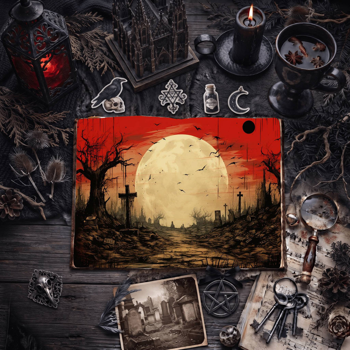 Gothic Moon Digital Papers