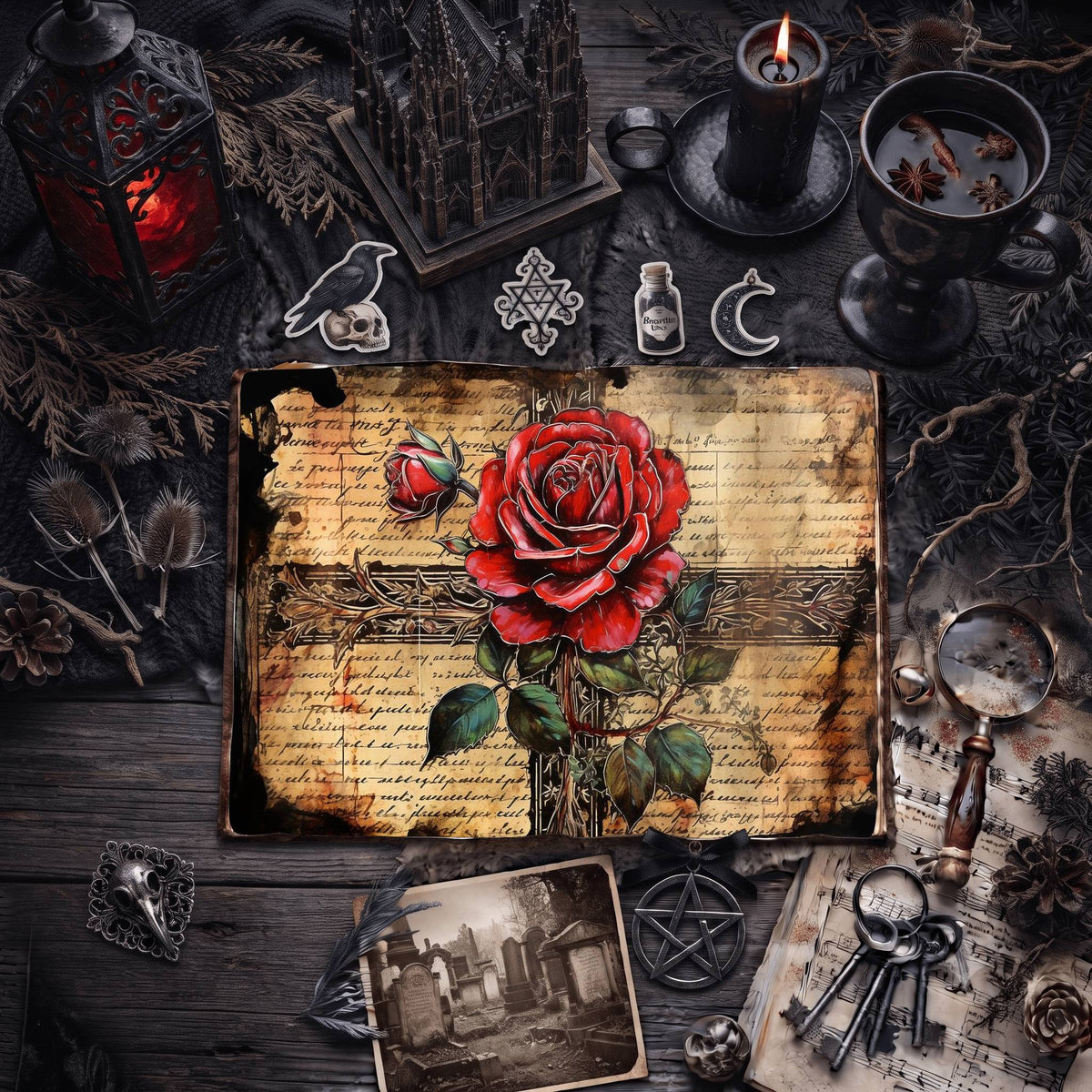 Gothic Roses Digital Papers