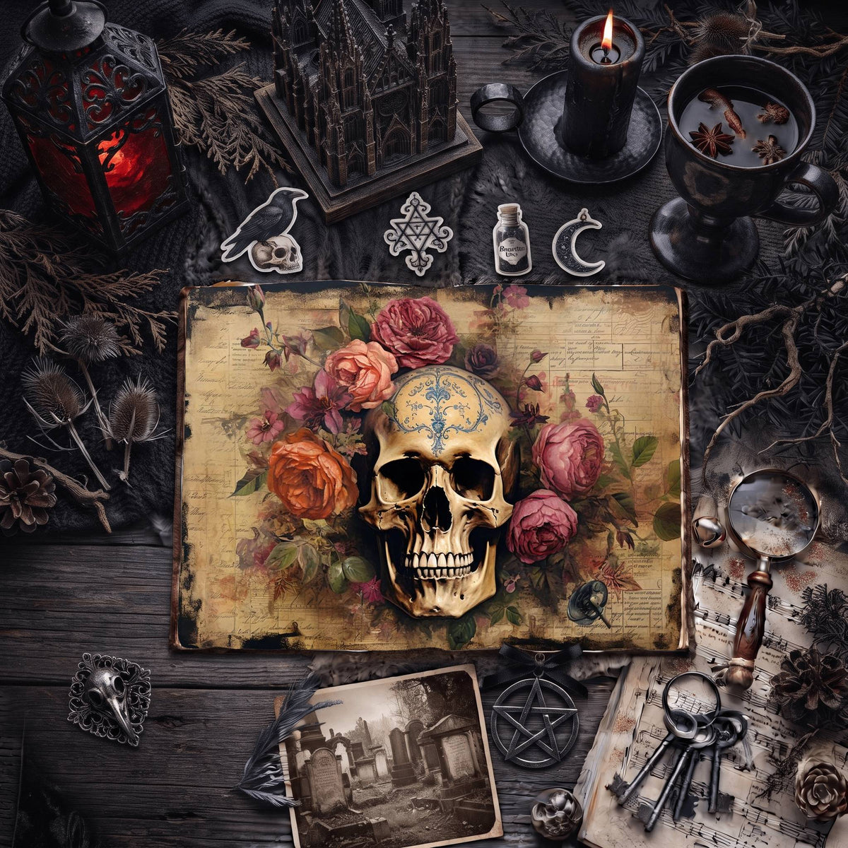 Gothic Skulls Digital Papers