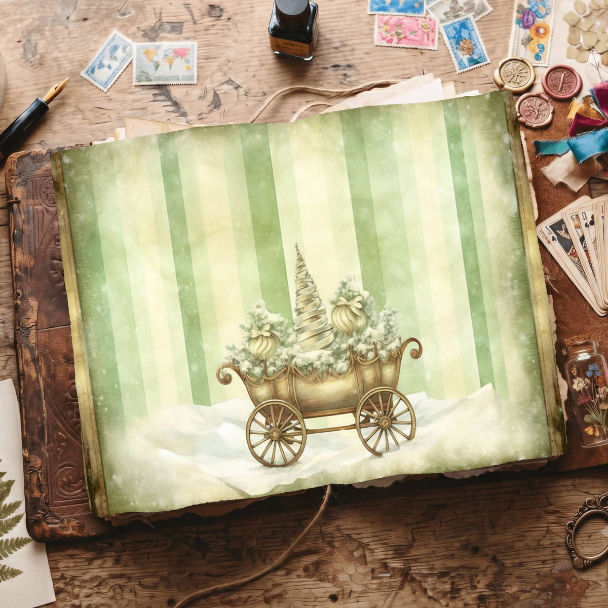 Green Christmas Digital Papers