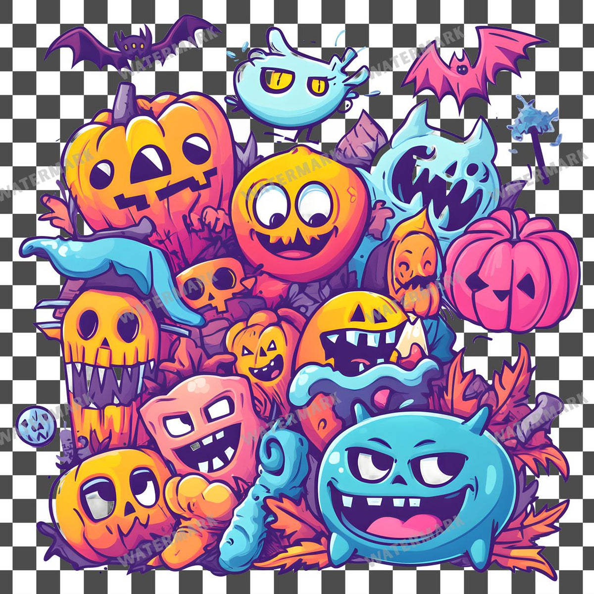Halloween Kawaii Style Clipart Pngs