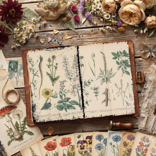 Herbal printable junk journal paper, page preview 2