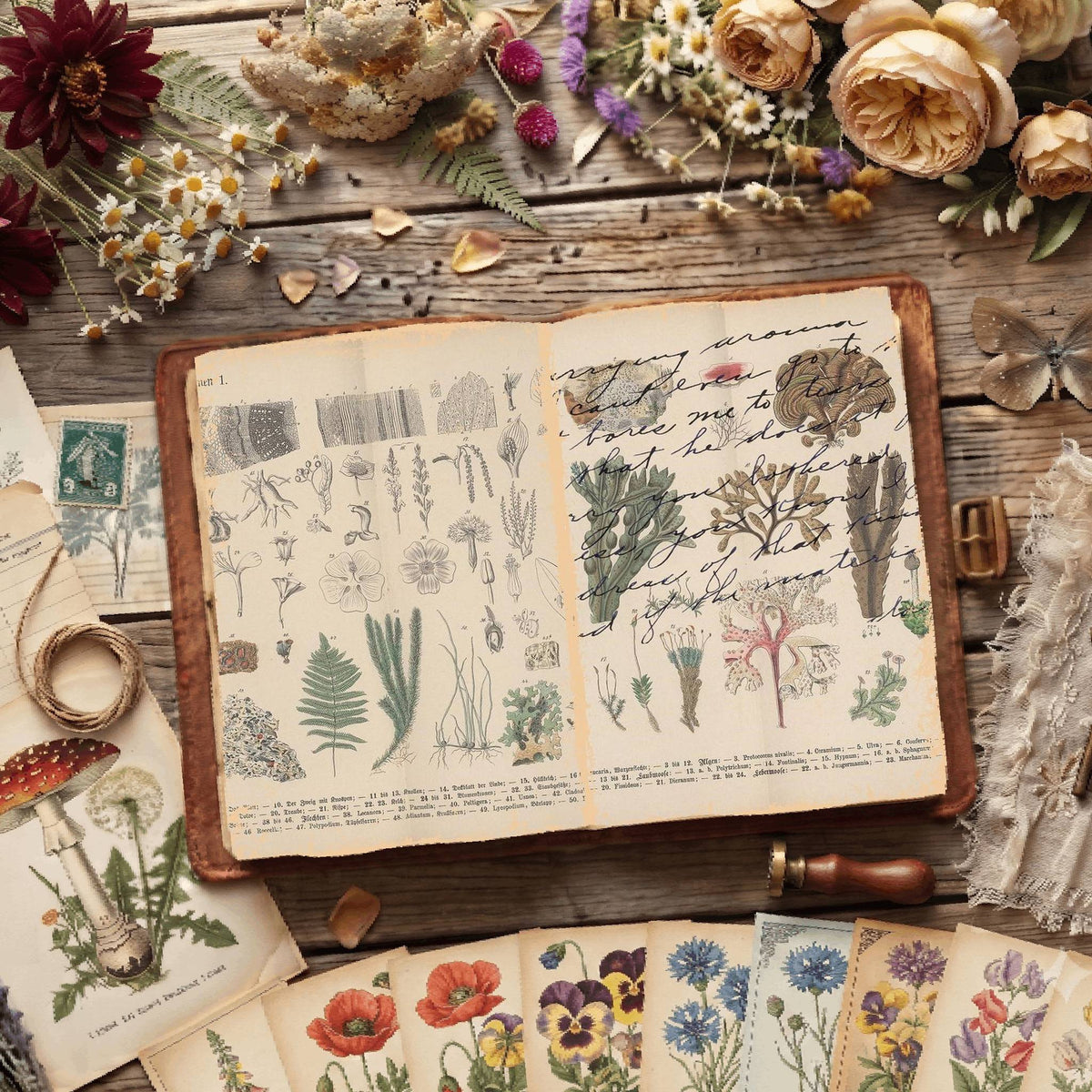 Herbal printable junk journal paper, page preview 2