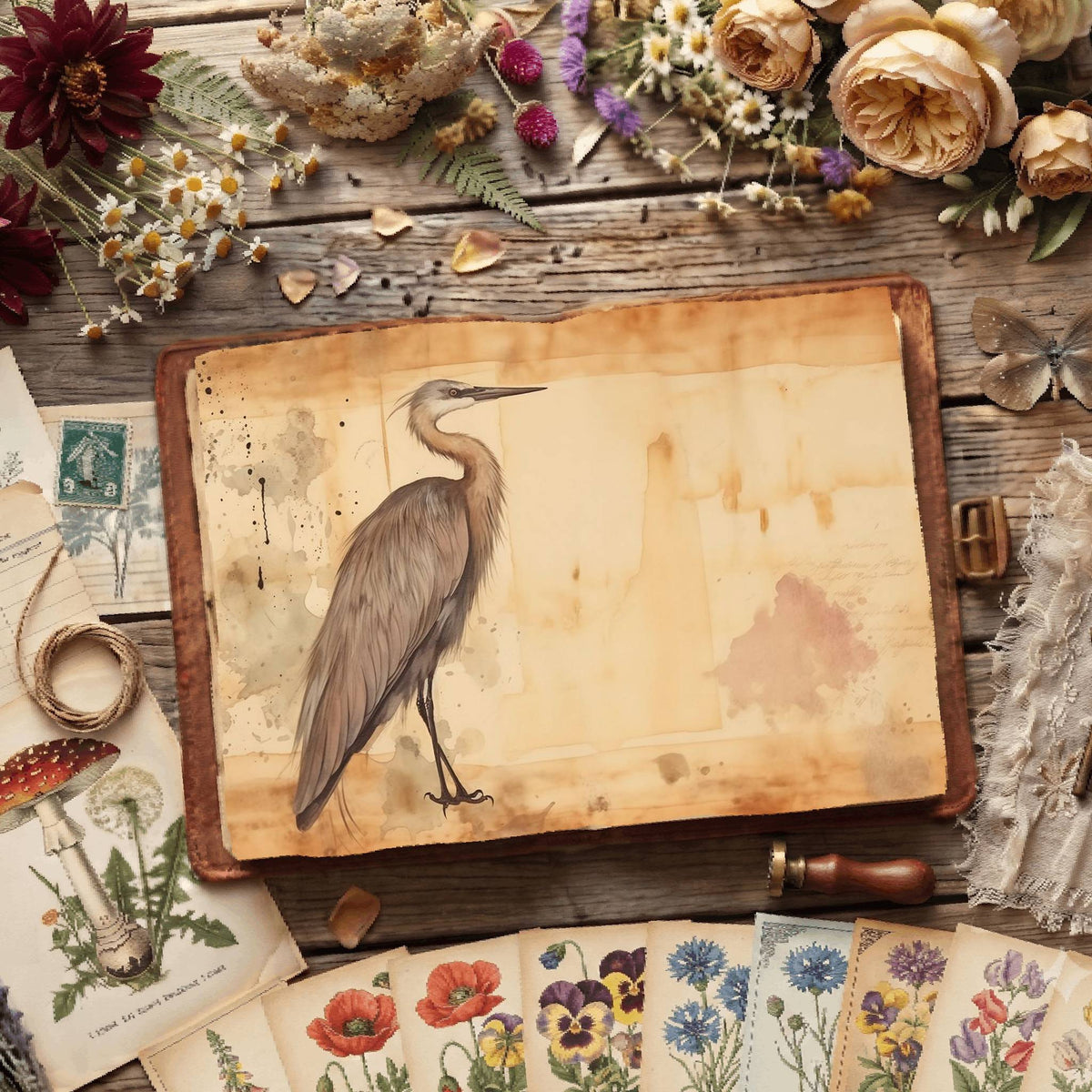 Heron Birds Digital Papers