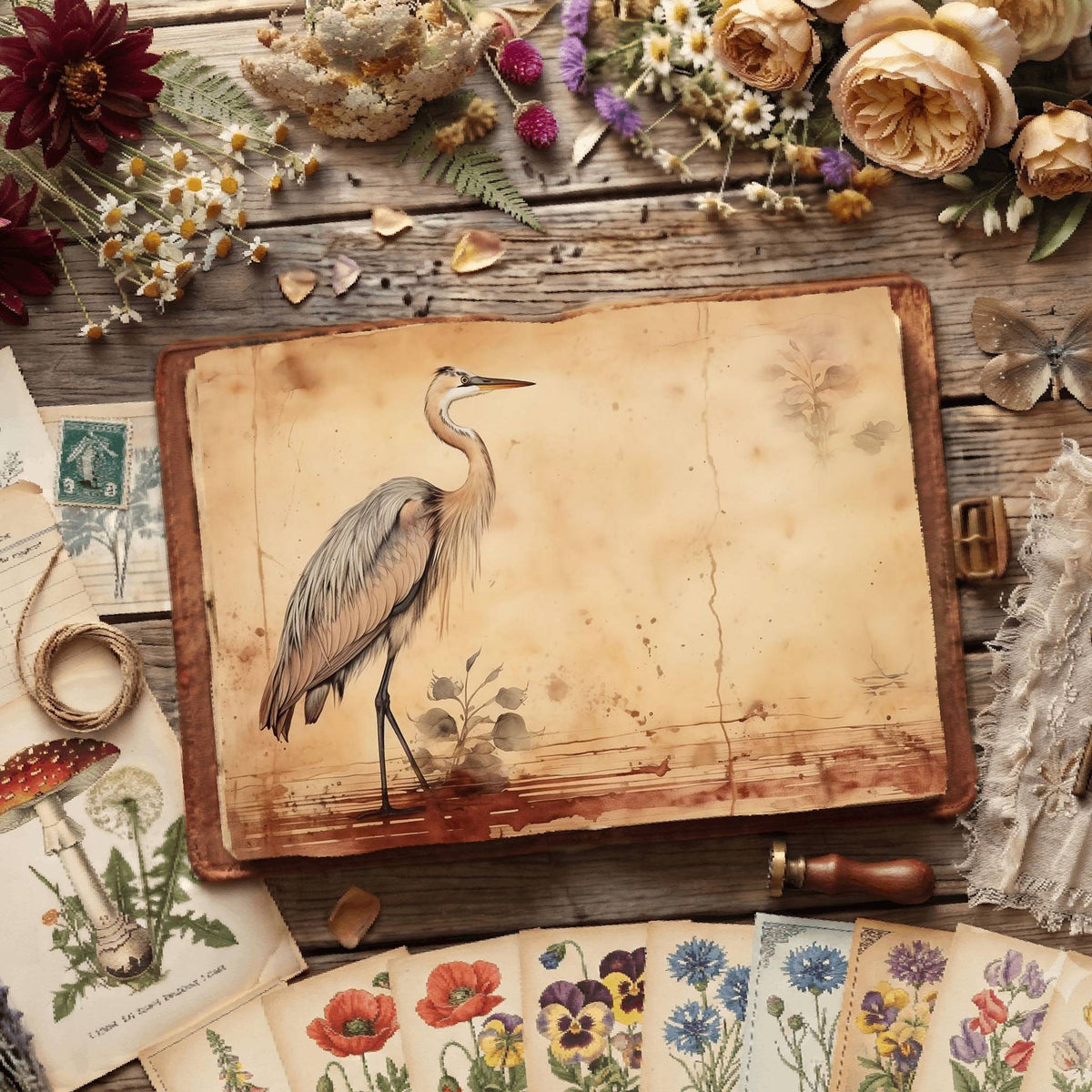 Heron Birds Digital Papers