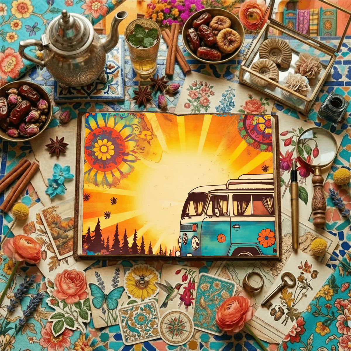 Hippie Campervan Digital Papers