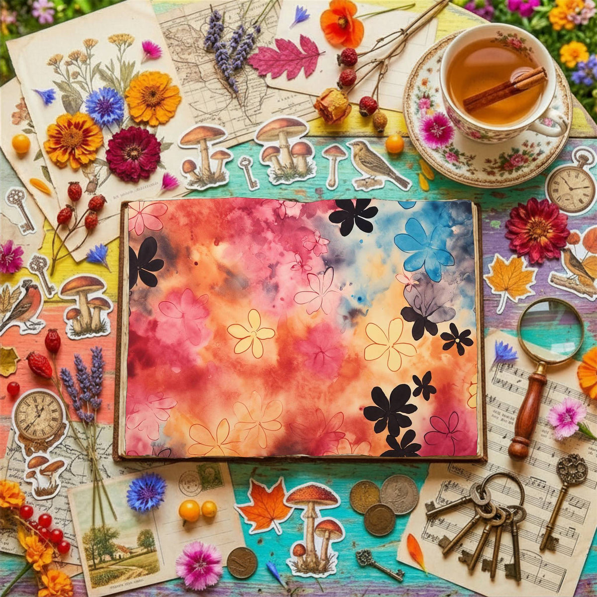 Hippie Flowers Digital Papers