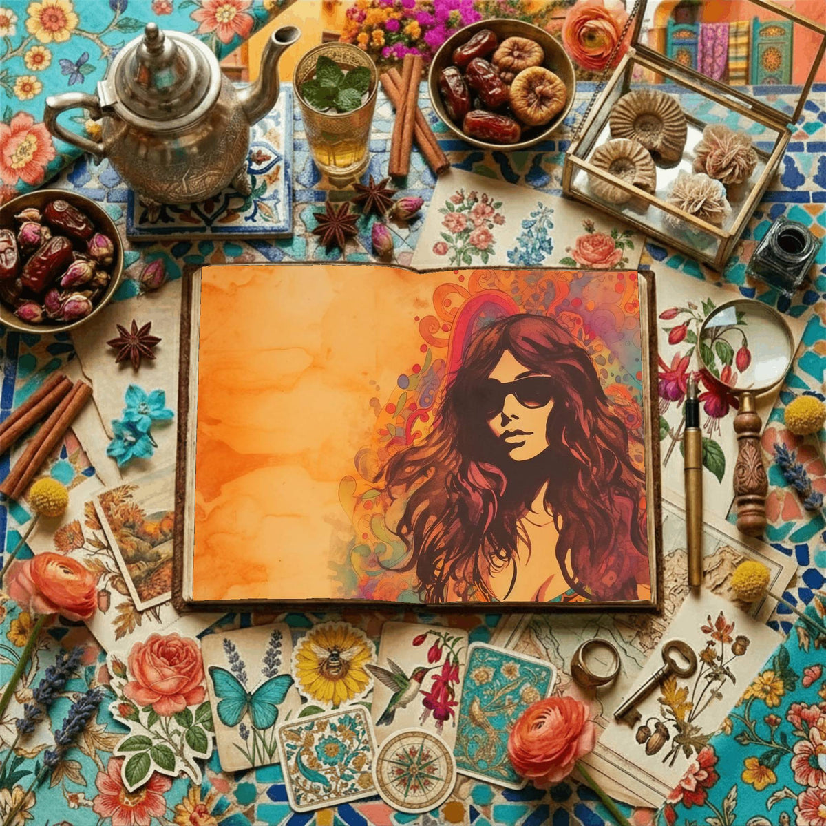 Hippie Woman Digital Papers