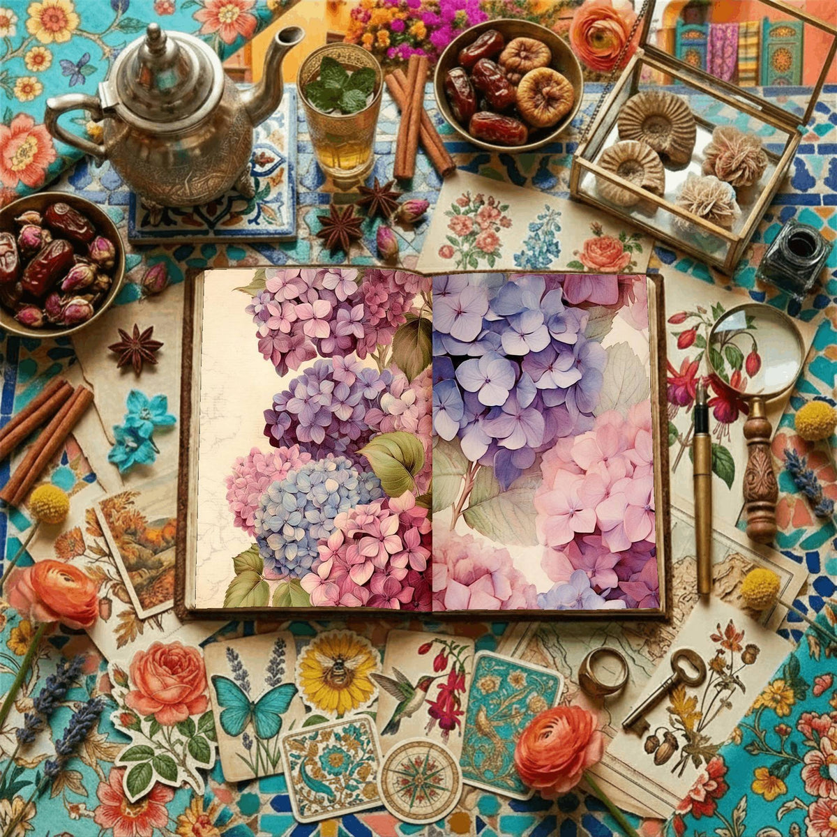 Hydrangea Flowers Digital Papers