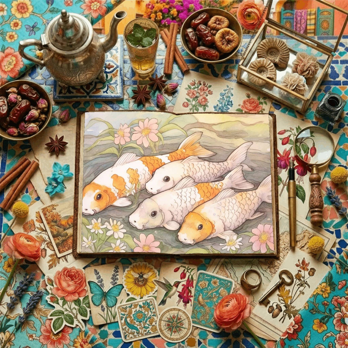 Koi Fish Digital Papers