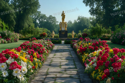 Lavish Baroque Garden digital photo backdrop for photo editing, preview 1