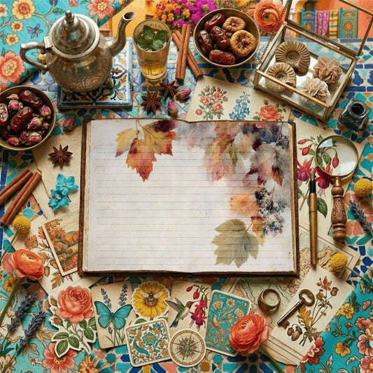 Lined Autumn Leaves Digital Papers