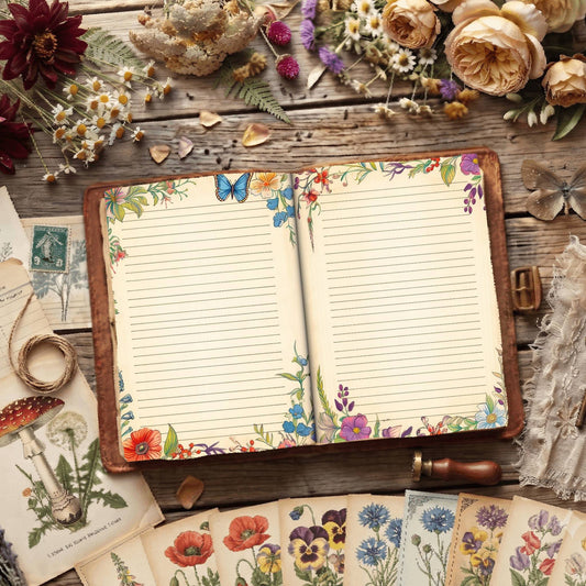 Lined Floral Digital Papers