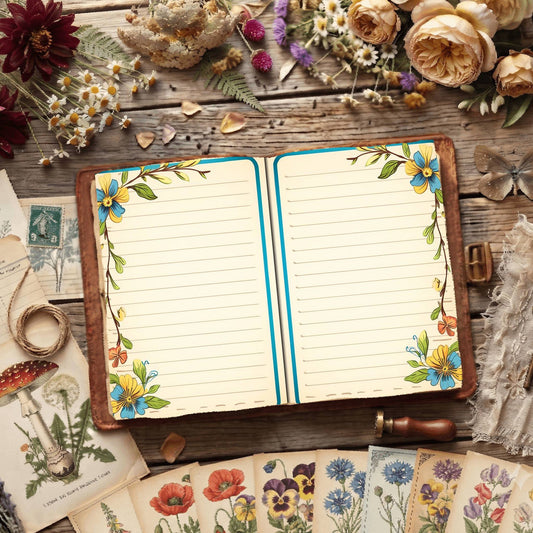 Lined Floral Digital Papers