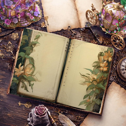 Lined Flower Digital Papers