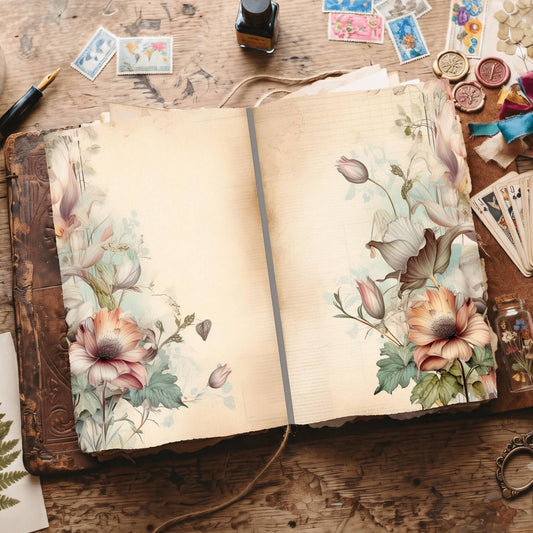 Lined Flower Digital Papers