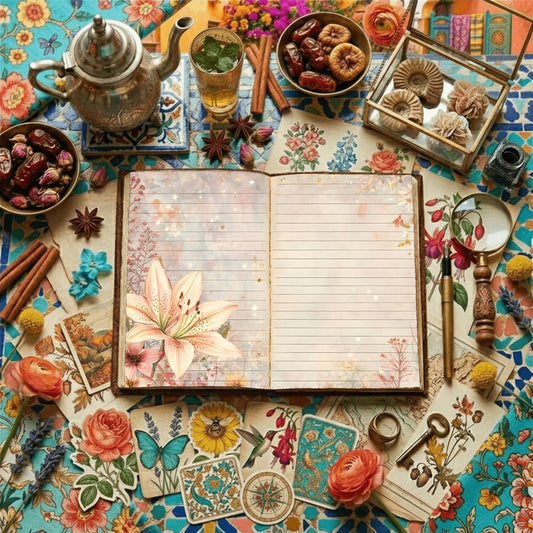 Lined Pastel Wildflowers Digital Papers