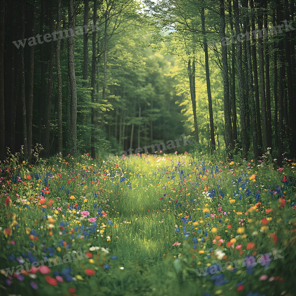 Lush Meadow digital photo backdrop for photo editing, preview 1