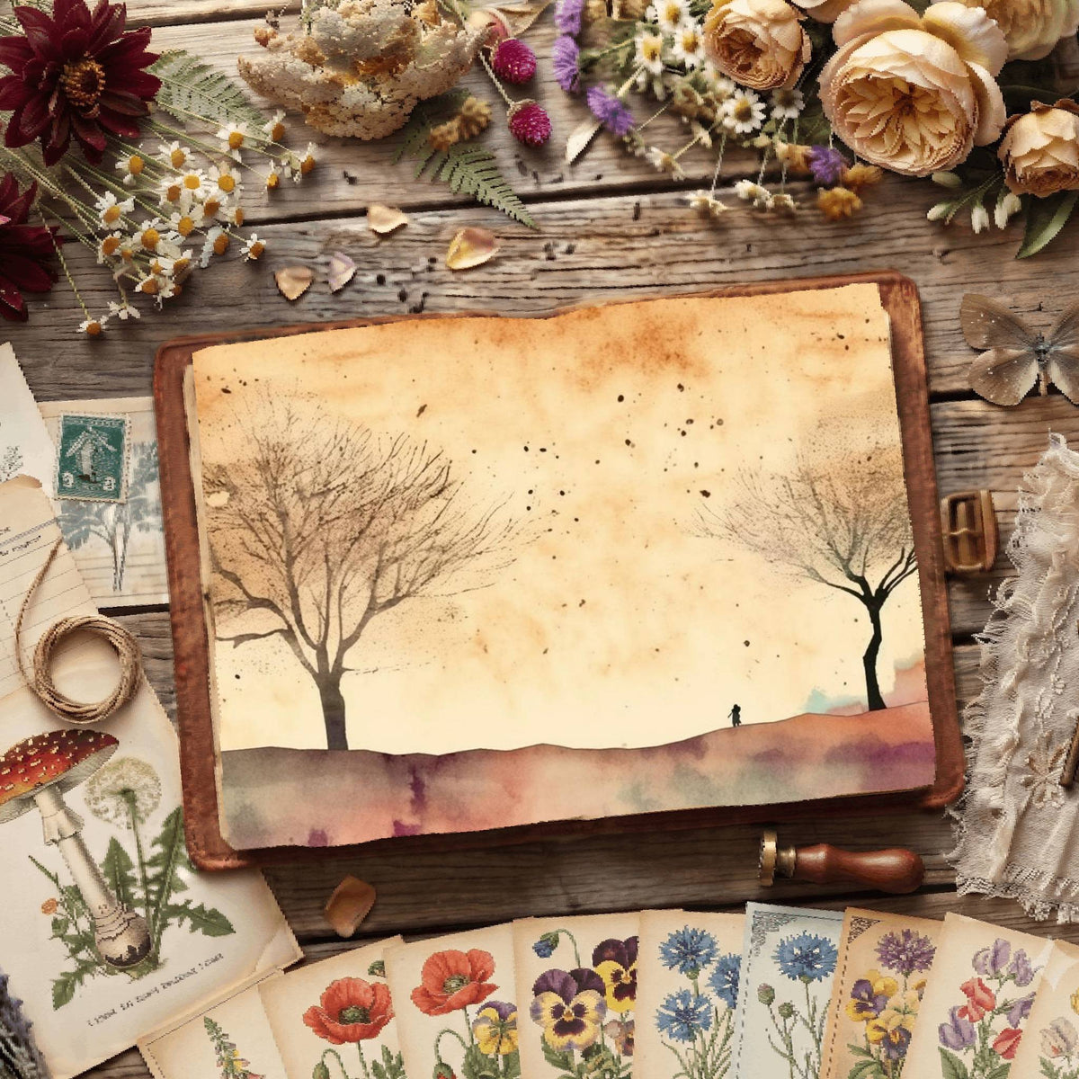 Misty Riverscape Digital Papers