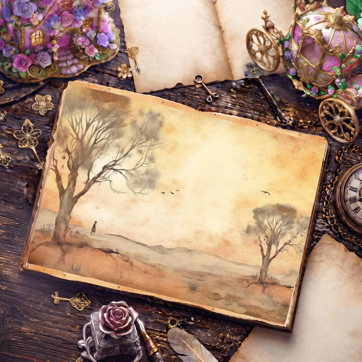 Misty Riverscape Digital Papers