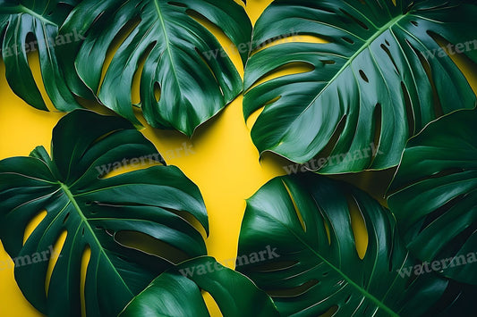 Monstera Leaves Tropical Paradise digital photo backdrop for photo editing, preview 1