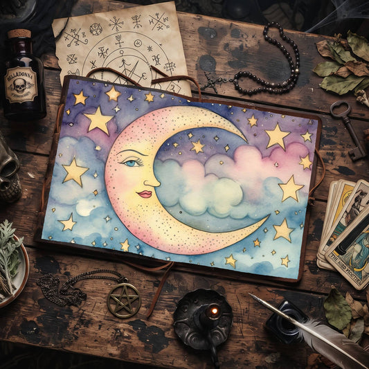 Moon Faces Digital Papers