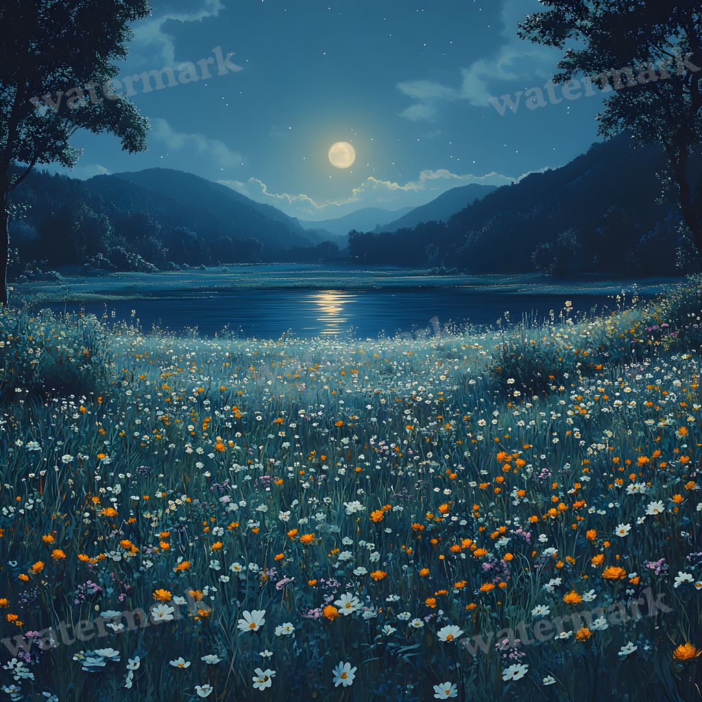 Moonlit Field Backdrop Images
