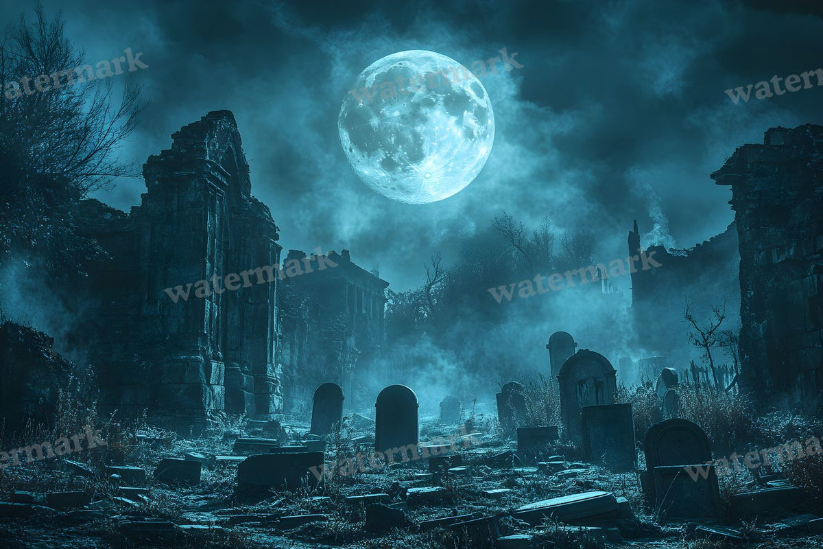 Moonlit Graveyard Backdrop Images