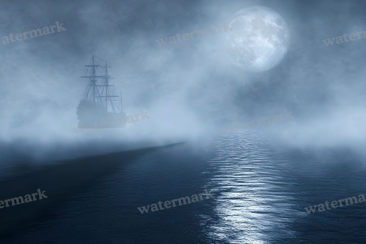 Moonlit Ocean Whale digital photo backdrop for photo editing, preview 1