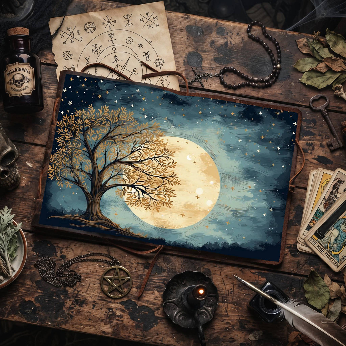 Moonlit Tree Digital Papers
