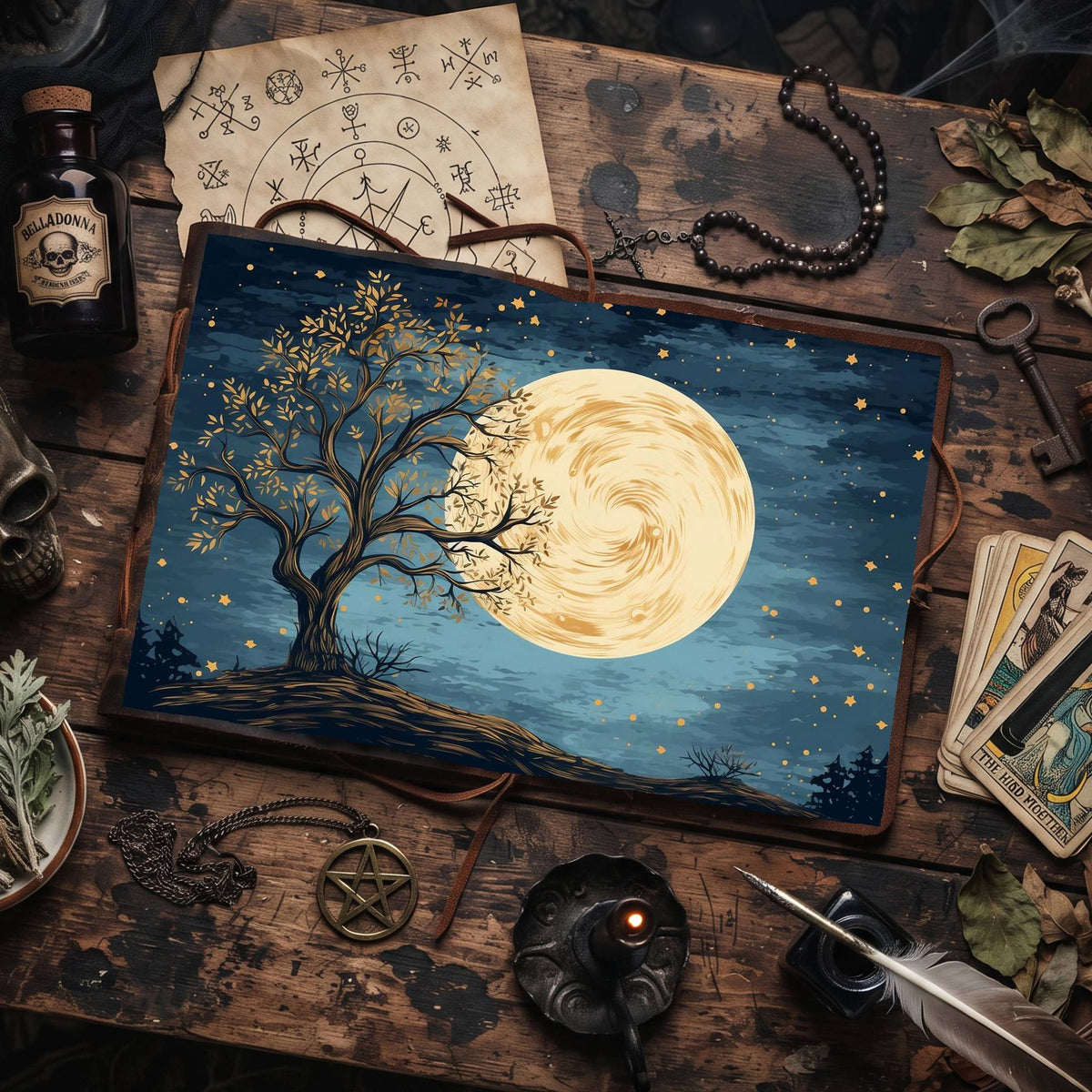 Moonlit Tree Digital Papers