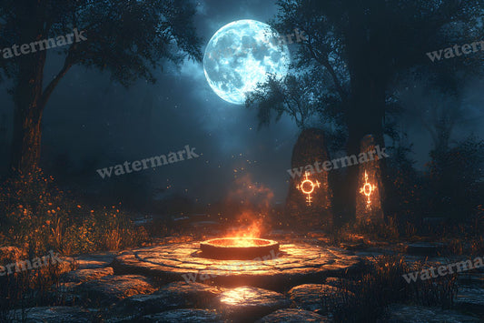 Moonlit Witch Circle Backdrop Images
