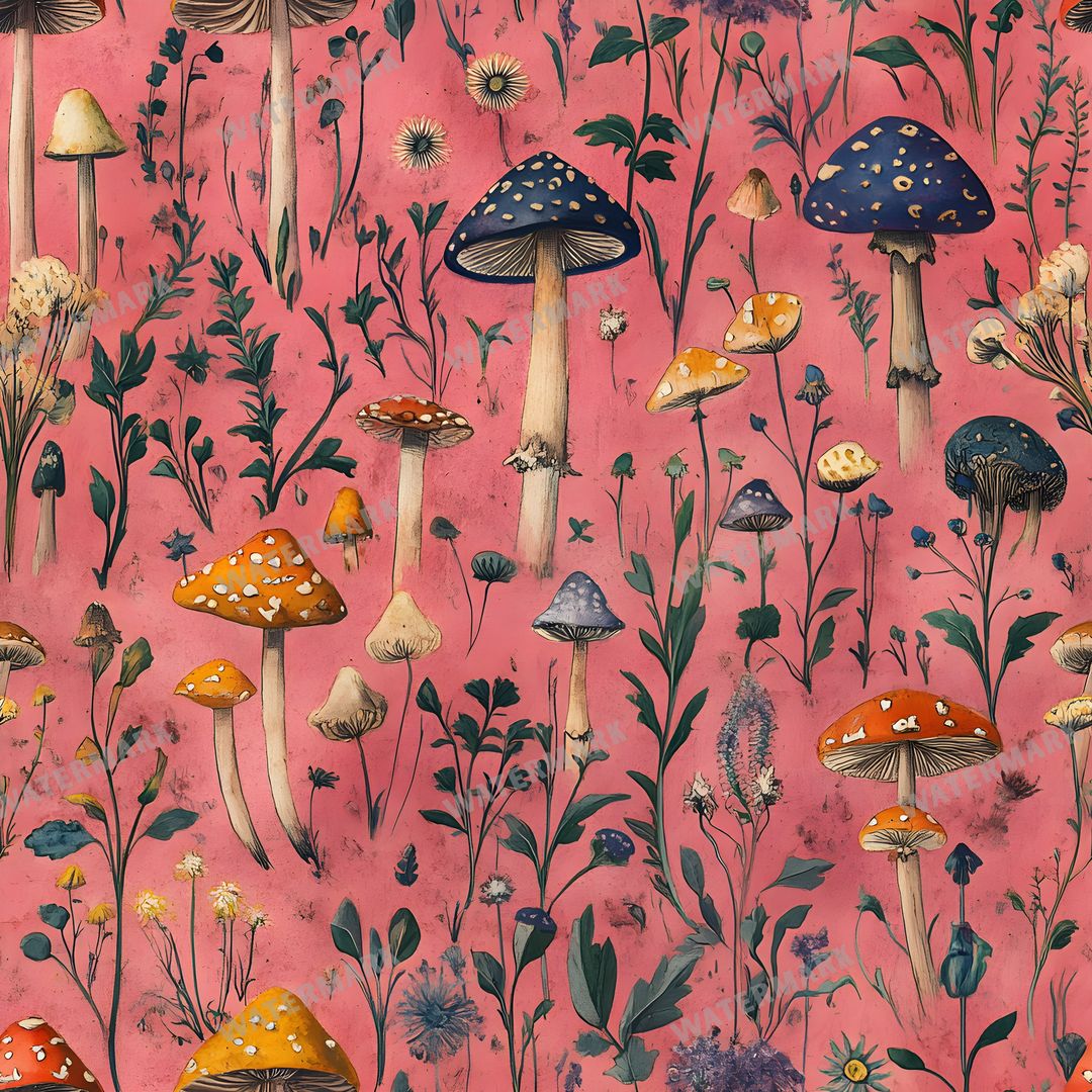 Mushrooms Seamless Pattern