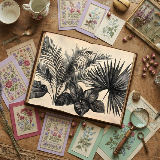 Palm Leaves printable junk journal paper, page preview 2