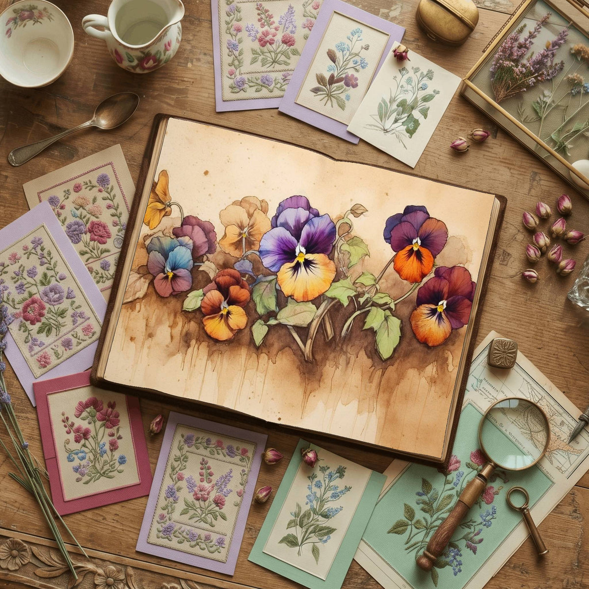 Pansy Flower Watercolour Digital Papers
