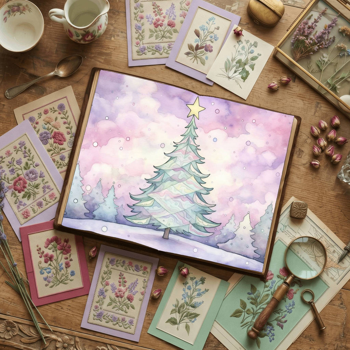 Pastel Chirstmas Tree Digital Papers
