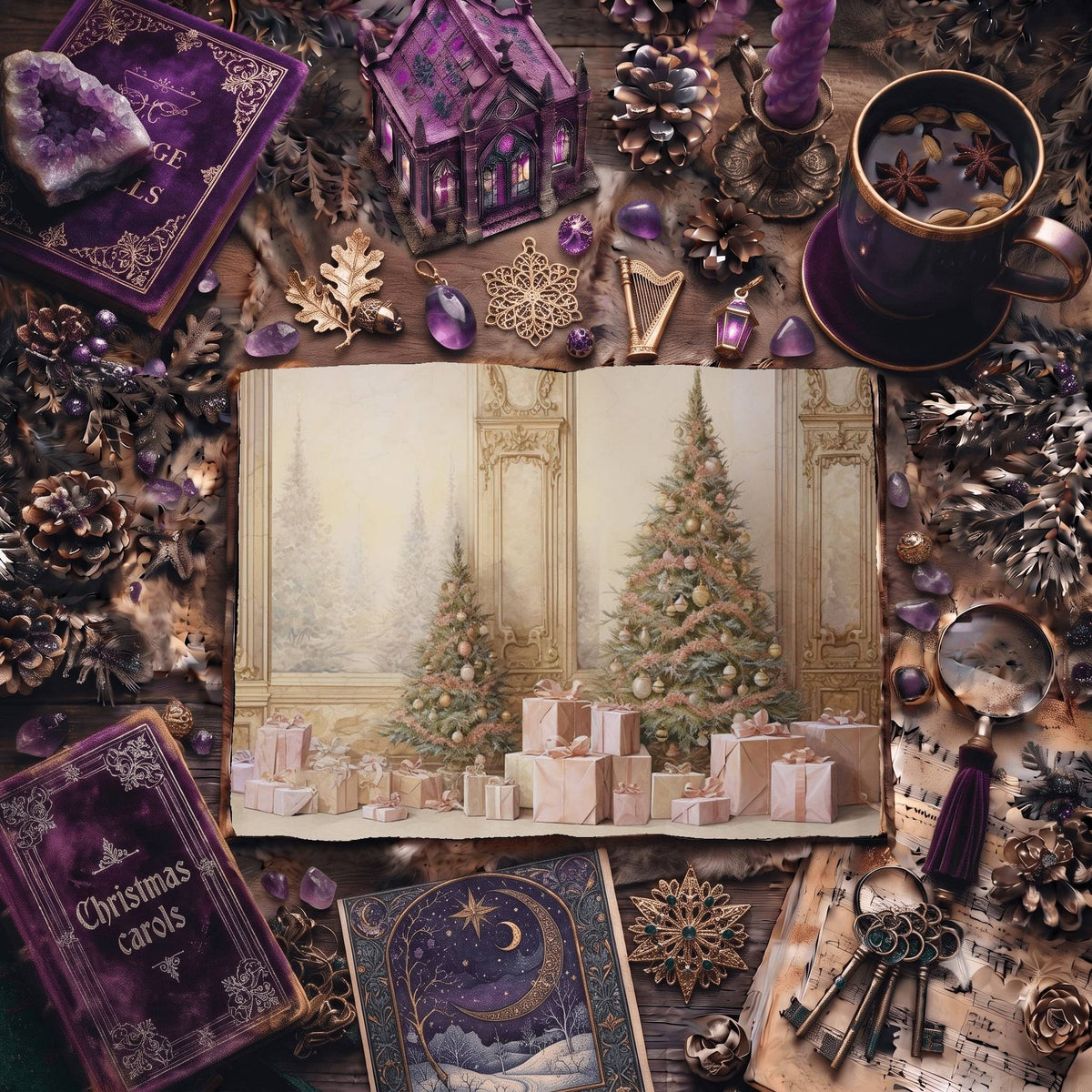 Pastel Christmas printable junk journal paper, page preview 2