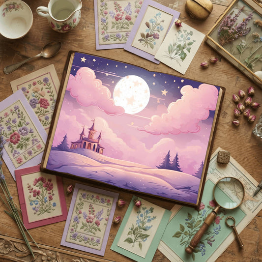 Pastel Pink Moon Digital Papers