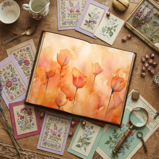 Peach Tulips Digital Papers