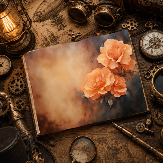 Peach Rose printable junk journal paper, page preview 2