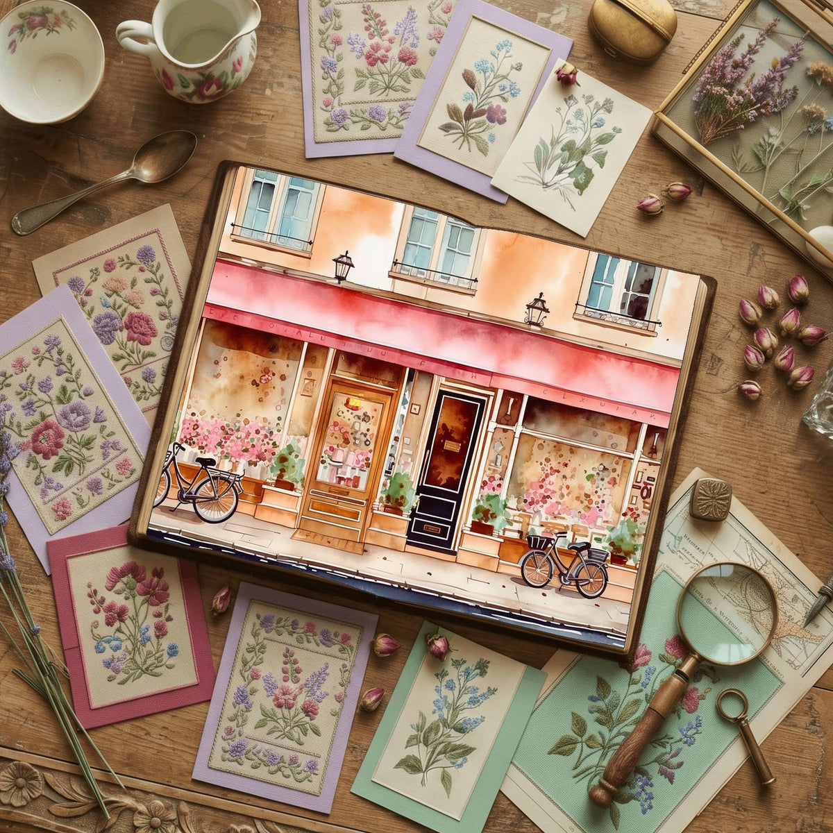 Pink Bakery printable junk journal paper, page preview 2