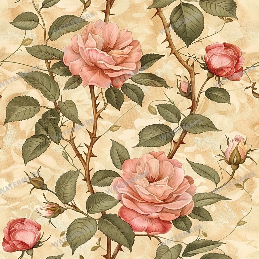 Pink Roses Seamless Pattern