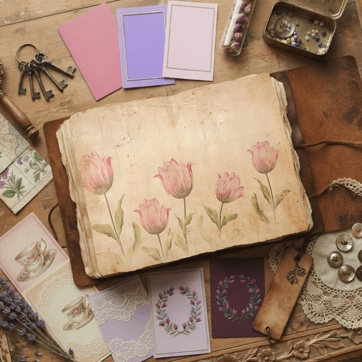 Pink Tulips Digital Papers