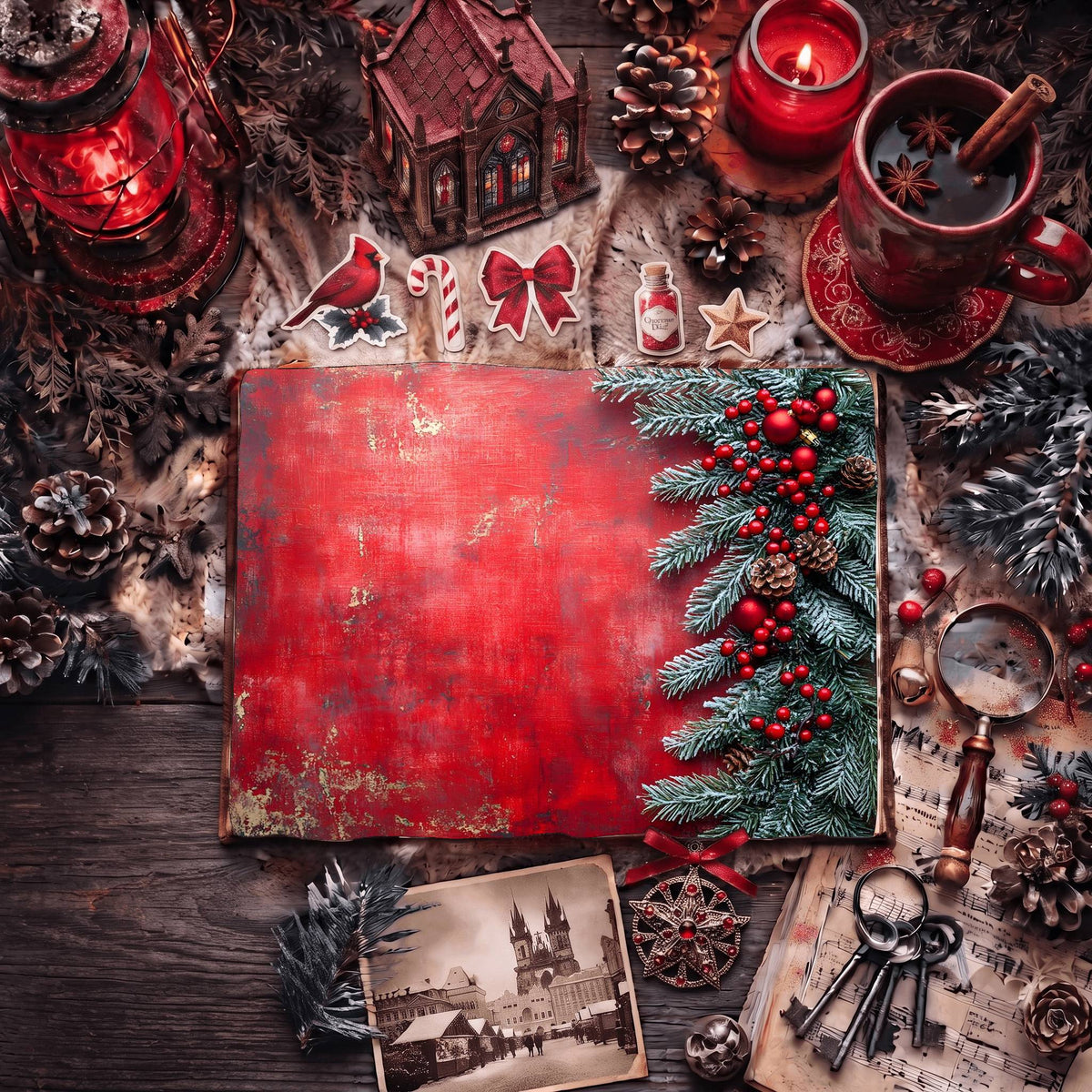 Red Christmas Digital Papers