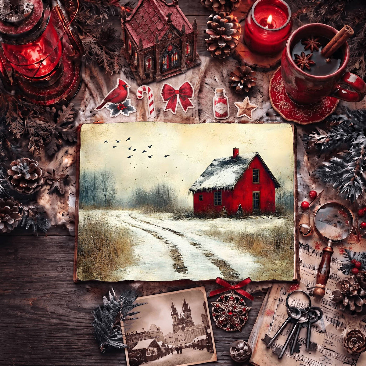 Red Christmas Digital Papers